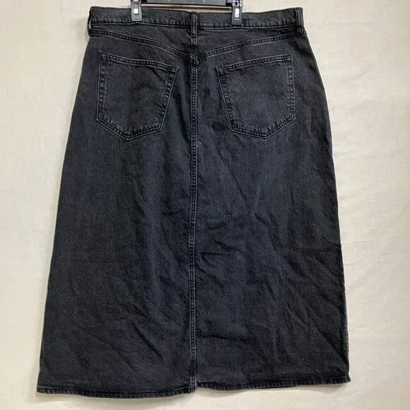 NWT Universal Thread Women's Size 16 Black A-line Midi Denim High Rise Skirt - Picture 11 of 13